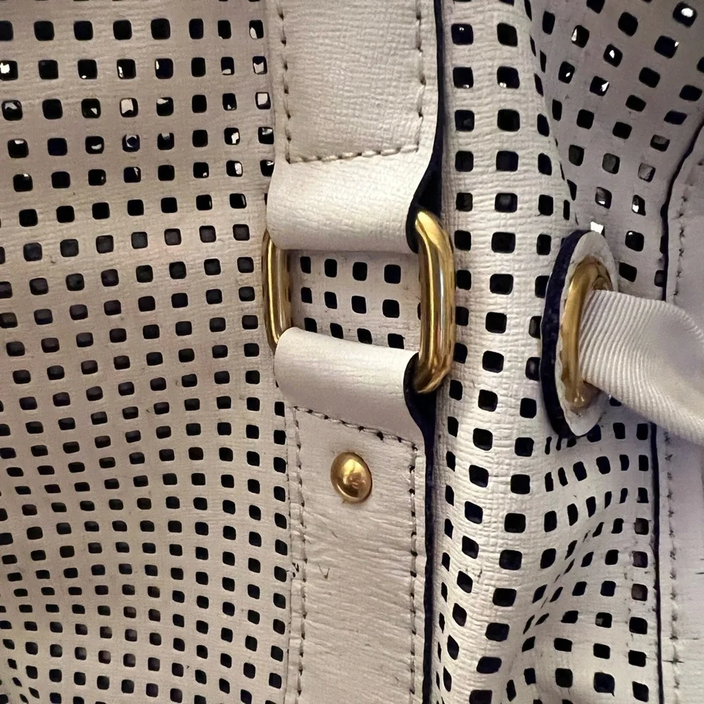 Juicy Couture White and Black Perforated Satchel